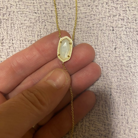 Kendra Scott gold Y necklace with white stone.  NWT.  With bag and box. - Picture 3 of 3